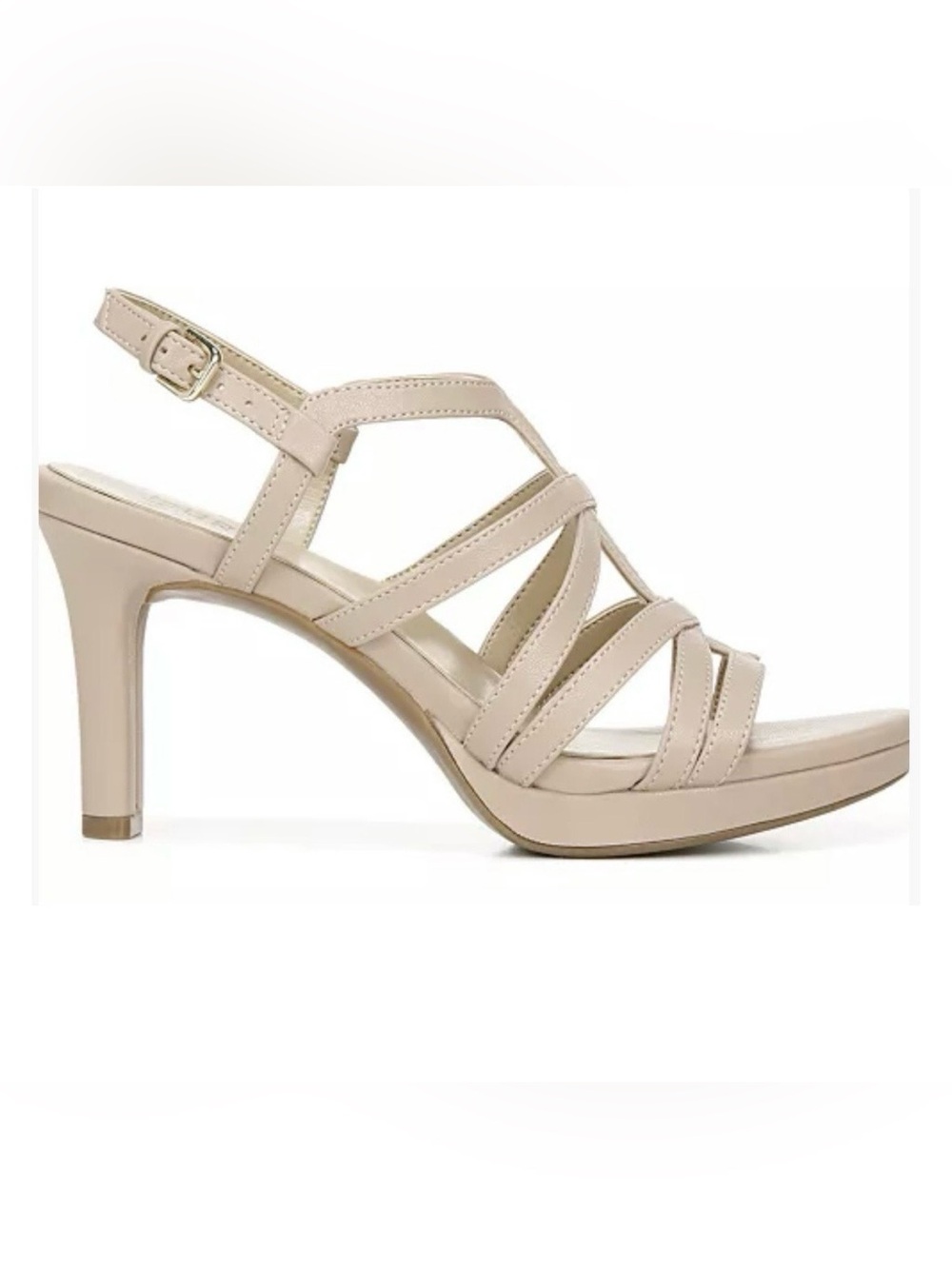 Naturalizer Nude Strappy Platform Heels Slingback Dress Sandals 8.5